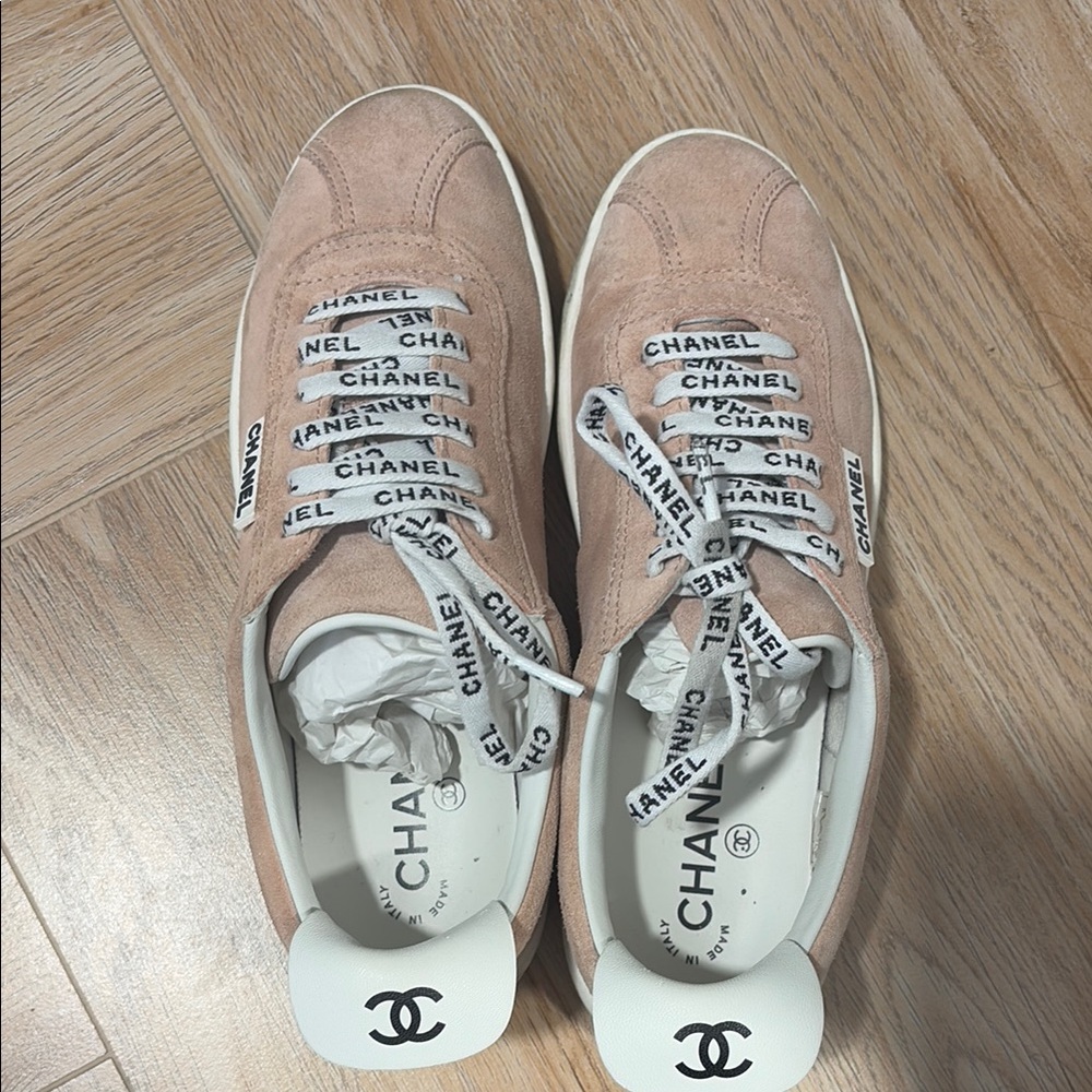 Chanel Pink Suede Sneakers